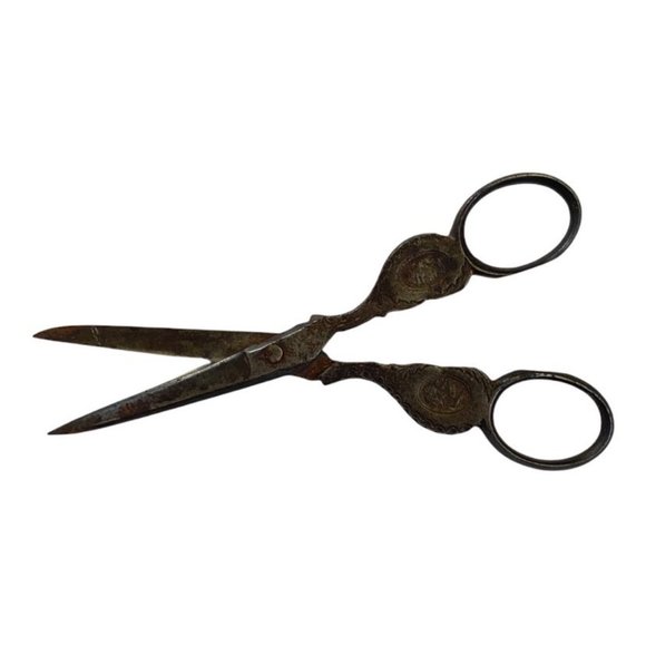 Antique Scissors Stahlwaren P.G. Solingen Royal Cameos Germany Signed - Picture 1 of 6